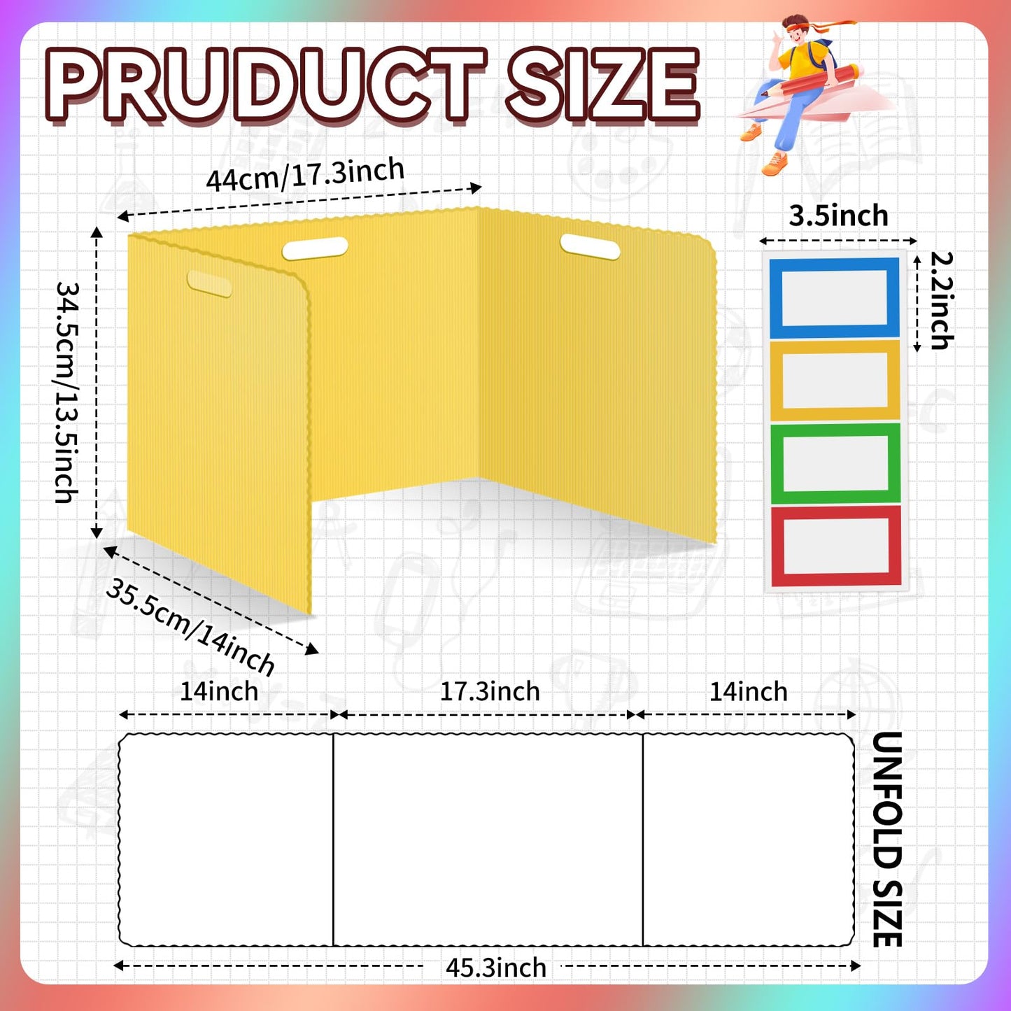 24 Pcs Desk Dividers for Students Plastic Durable and Waterproof Privacy Folders Shields Test Dividers with Classroom Privacy Boards for School Study Teacher Supplies (Yellow)