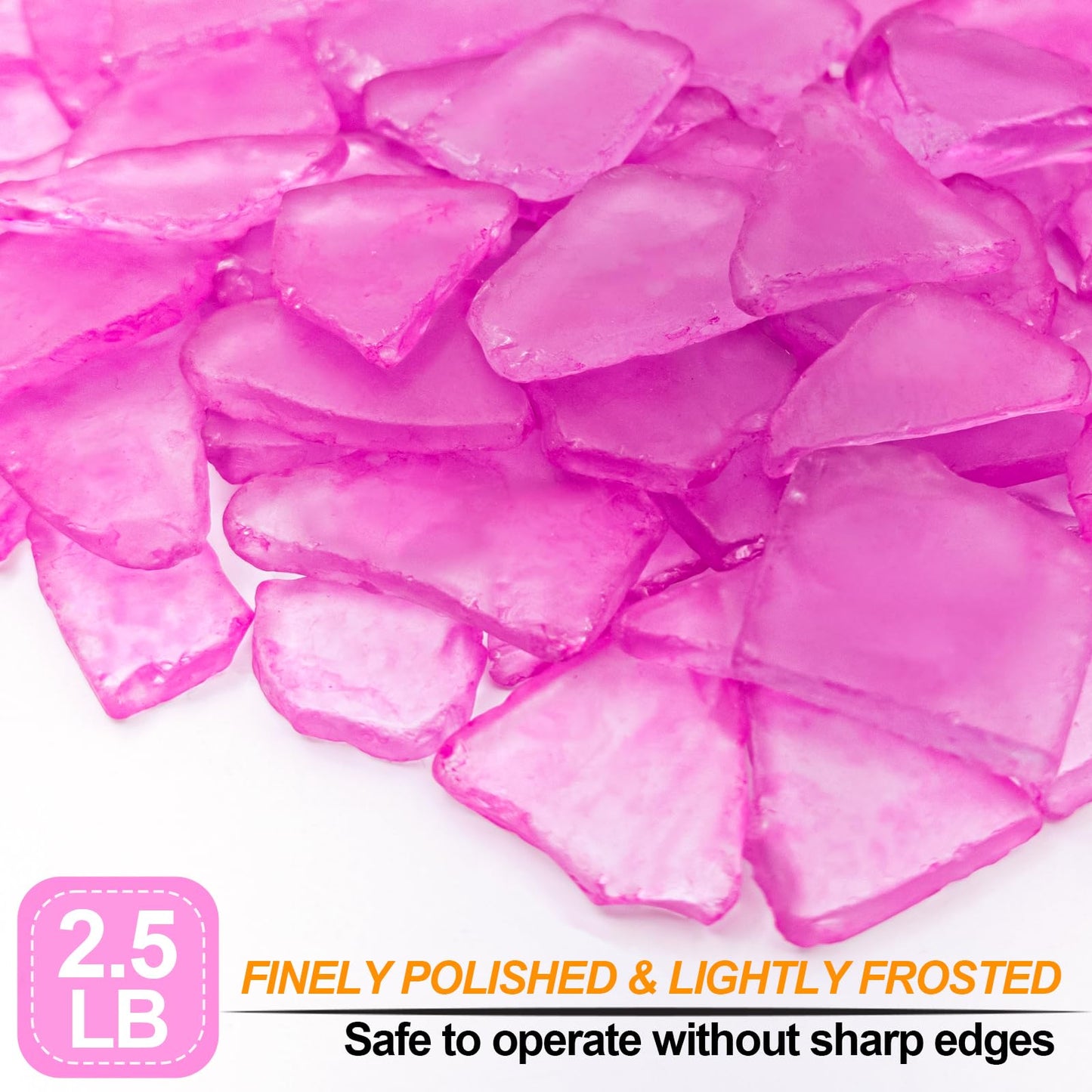 Keedolla 40oz Sea Glass Decor for Crafts, Flat Frosted Seaglass Pieces Bulk Tumbled Crushed Sea Glass Pebbles for Vase Filler|Beach Weddings|Home Decor - Rose Red