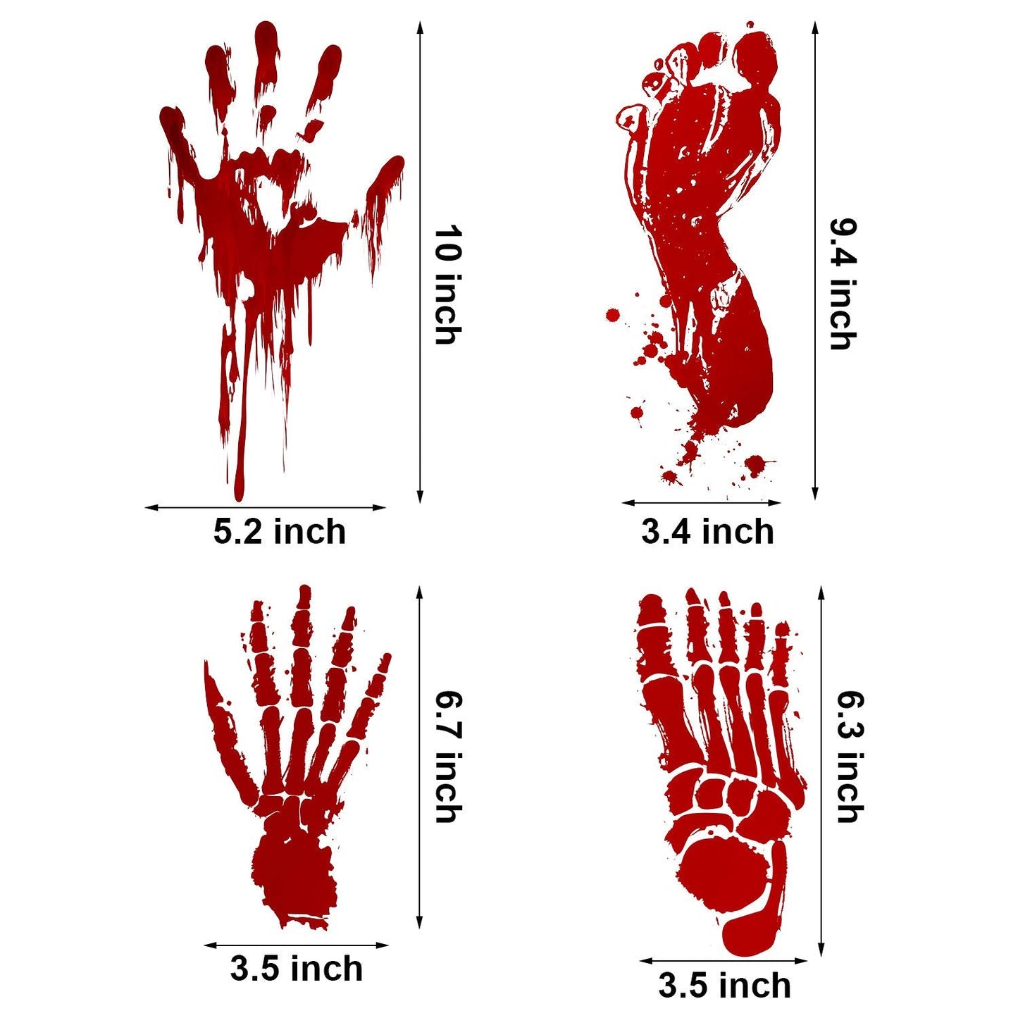 Outus 152 Pcs Halloween Stickers Footprints Window Floor Decal Splats Wall Stickers for Halloween Winter Holiday Party Decorations, 12 Sheets
