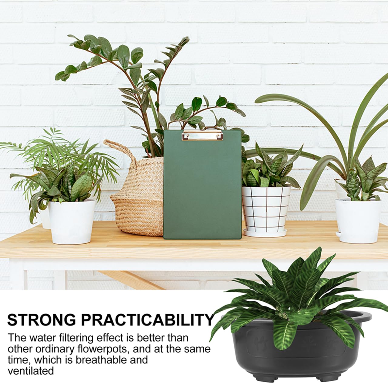 ERINGOGO 2 PCS Bonsai Training Pots, 17'' Bonsai Plants Growing Pot Plastic Oval Planter with Drainage Hole, Large Deep Flower for Nursery, Garden, Balcony