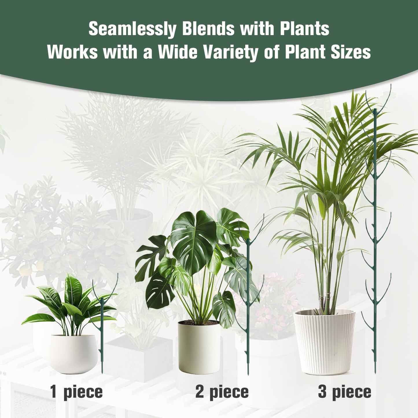 15pcs Adjustable Plant Support Pole, Stackable for Indoorand Outdoor Use, Garden Accessories for Supporting.Monstera and Climbing Potted Plants