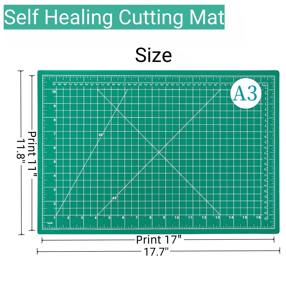 AMASEWART 45mm Rotary Cutter and Mat Set, Fabric Cutter Wheel and 12x18 Inch Self Healing Sewing Cutting Mat, Fabric Rotary Cutter with 5pcs Rotary Blades for Quilting Patchworking Crafts, Turquoise