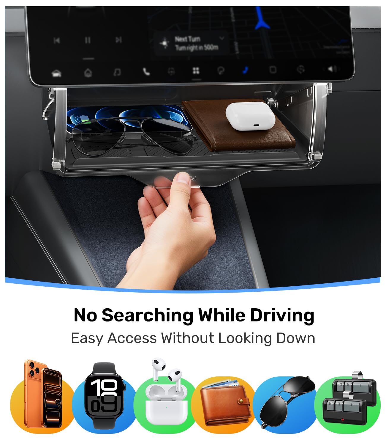 Zanch (Upgraded) Tesla Model Y Juniper Under Screen Storage Box [Hidden Design, Factory-Fit], Adds Extra Storage & Keeps Items Hidden for Privacy, Model Y (2020–2025) / Juniper (2025–2026) Accessories