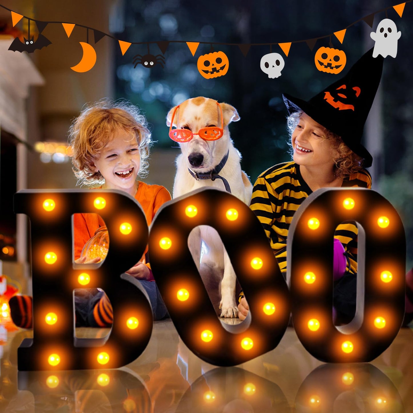 Halloween Decorations - 8.6" Large "BOO" Marquee Light Up Letters Light Up Sign Halloween Decor Indoor for Kitchen Bedroom Fireplace Mantel Party Holiday Display
