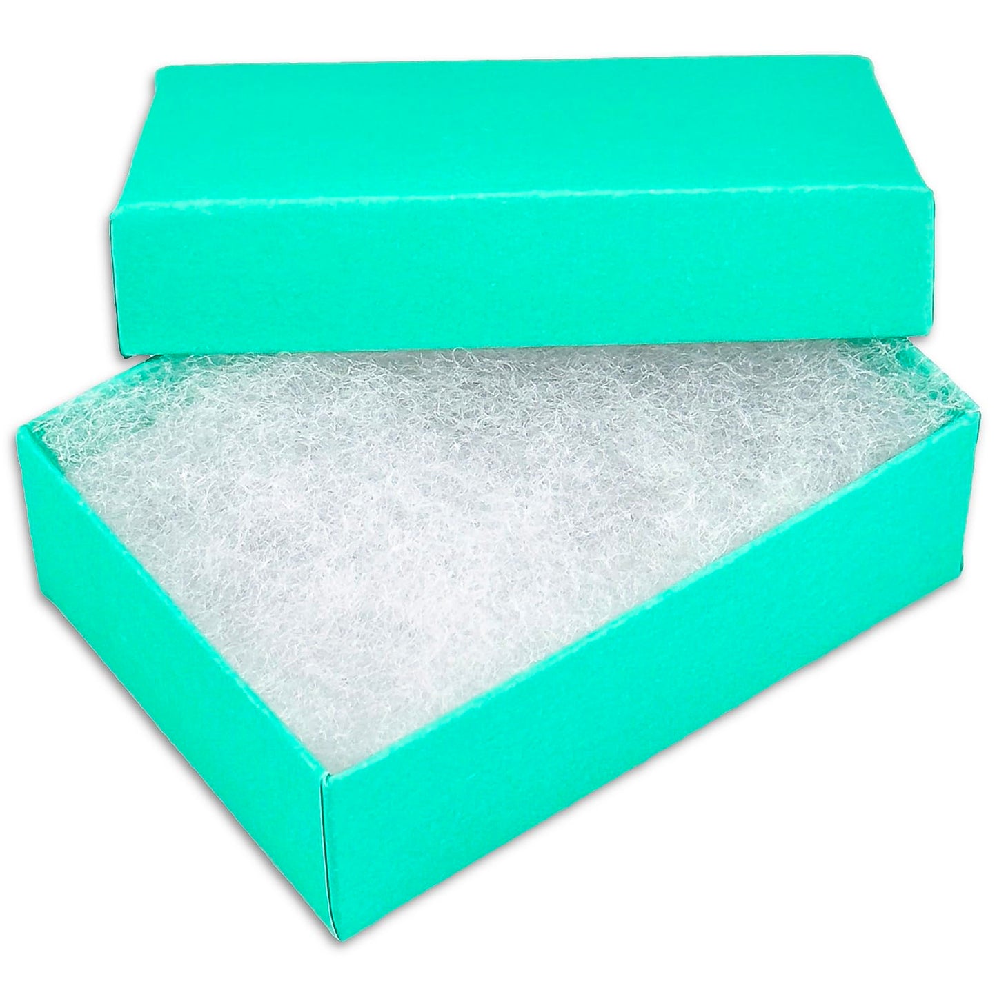 TheDisplayGuys - 25-Pack #11 Cotton Filled Cardboard Paper Jewelry Boxes Gift Case - Teal Green (2.1" x 1.8" x 0.8") - for Shipping or Storage