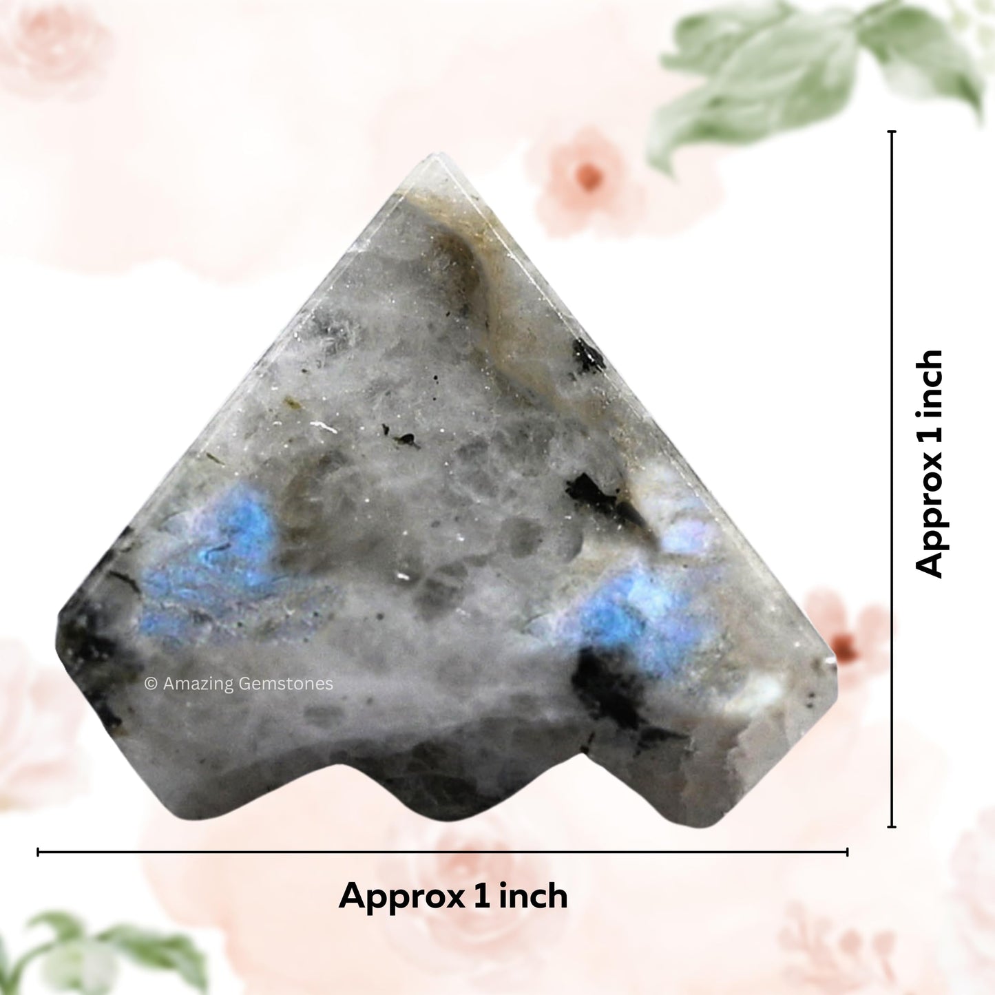 Amazing Gemstone Rainbow Moonstone Crystal Pyramid with 9 Pyramid Plate Bottom - 1" Mini Pyramid Figurine of Natural Stone Pyramid for Meditation,Reiki,Chakra Balancing Vastu Pooja and Crystal Grids