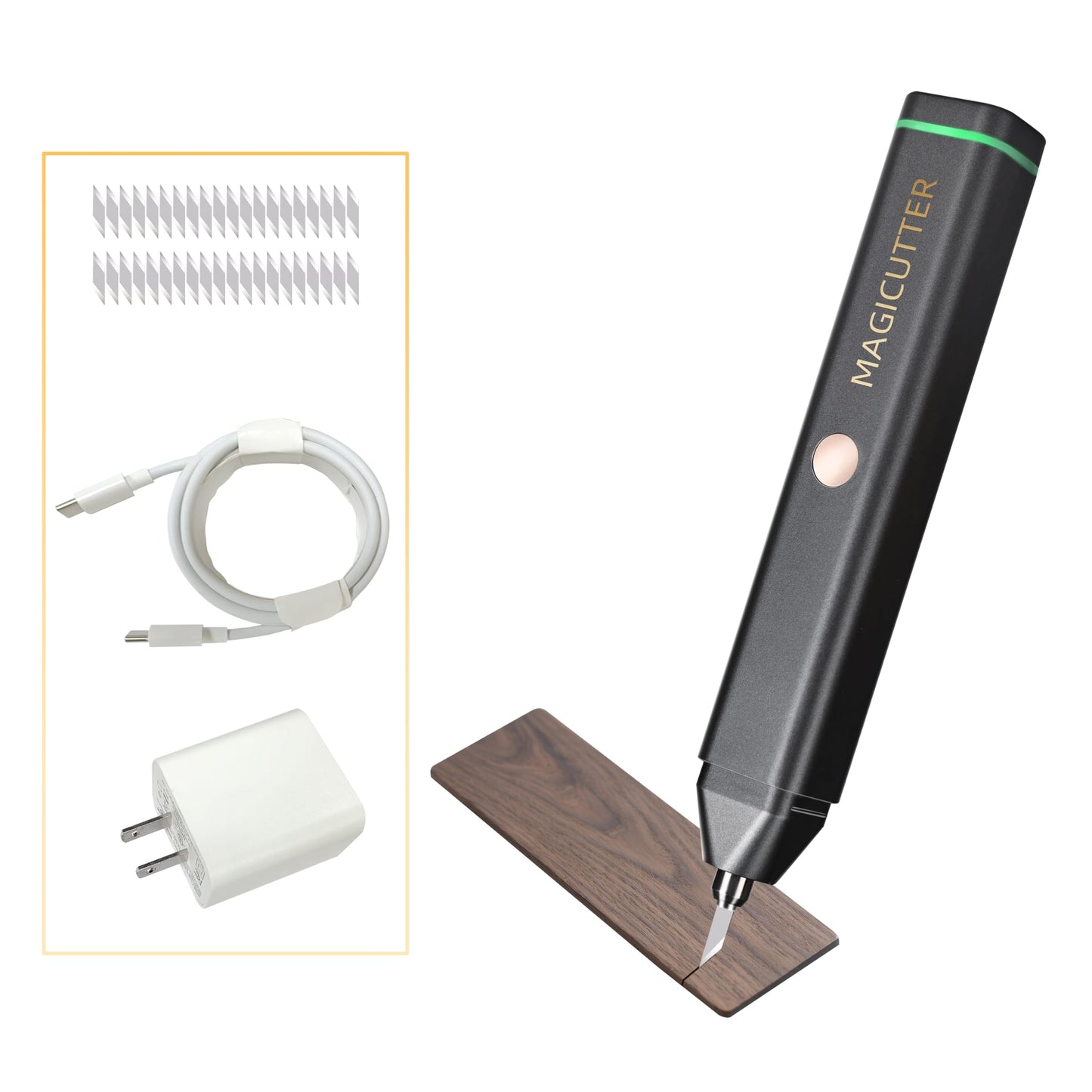 30W Ultrasonic Cutter, 40,000 Vibrations/Sec Electric Cutting Knife with Dual Modes, 40PCS Replaceable Titanium Blades, USB-C PD Powered Cutting Tool for Foam, Plastic, DIY Craft Cutter