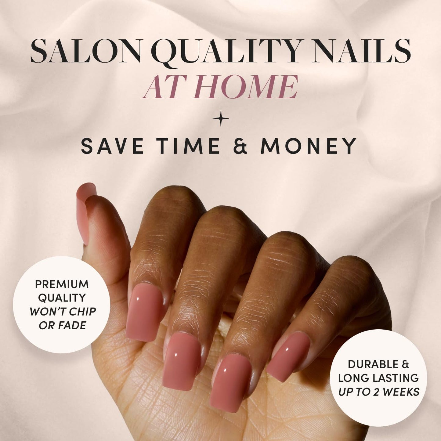 Glamnetic Press-On Nails Bundle - Dusty Pink, Los Angeles & Think Pink | Medium Square Fake Nails, Sheer Mauve Neutral | Blush Nude Pink Short Almond False Nails with a Glazed Finish | Light Pastel Pi
