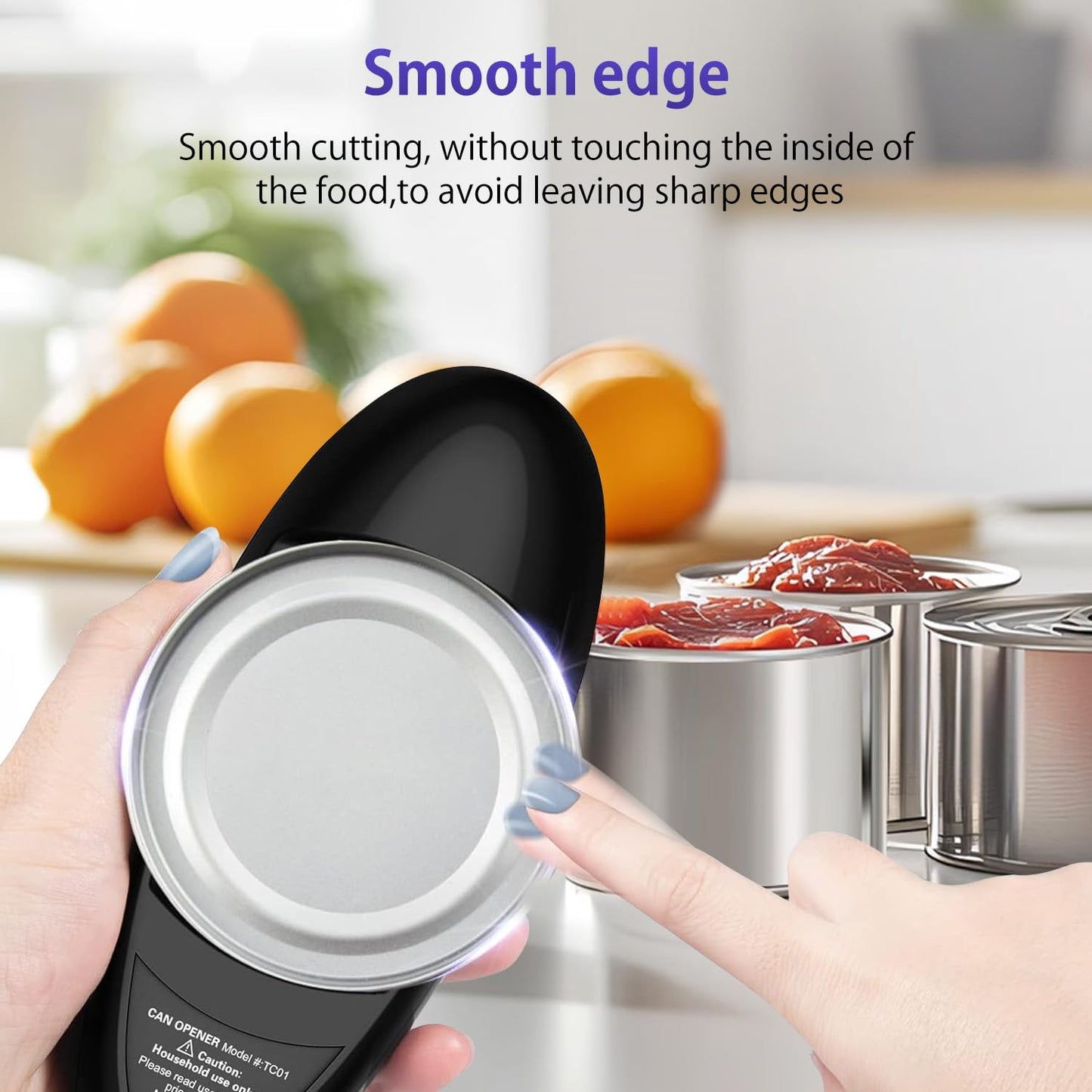 Electric Can Opener, Handheld One-touch Automatic Can opener, Smooth Edge Kitchen Gadget Can Openers Electric for Seniors with Arthritis