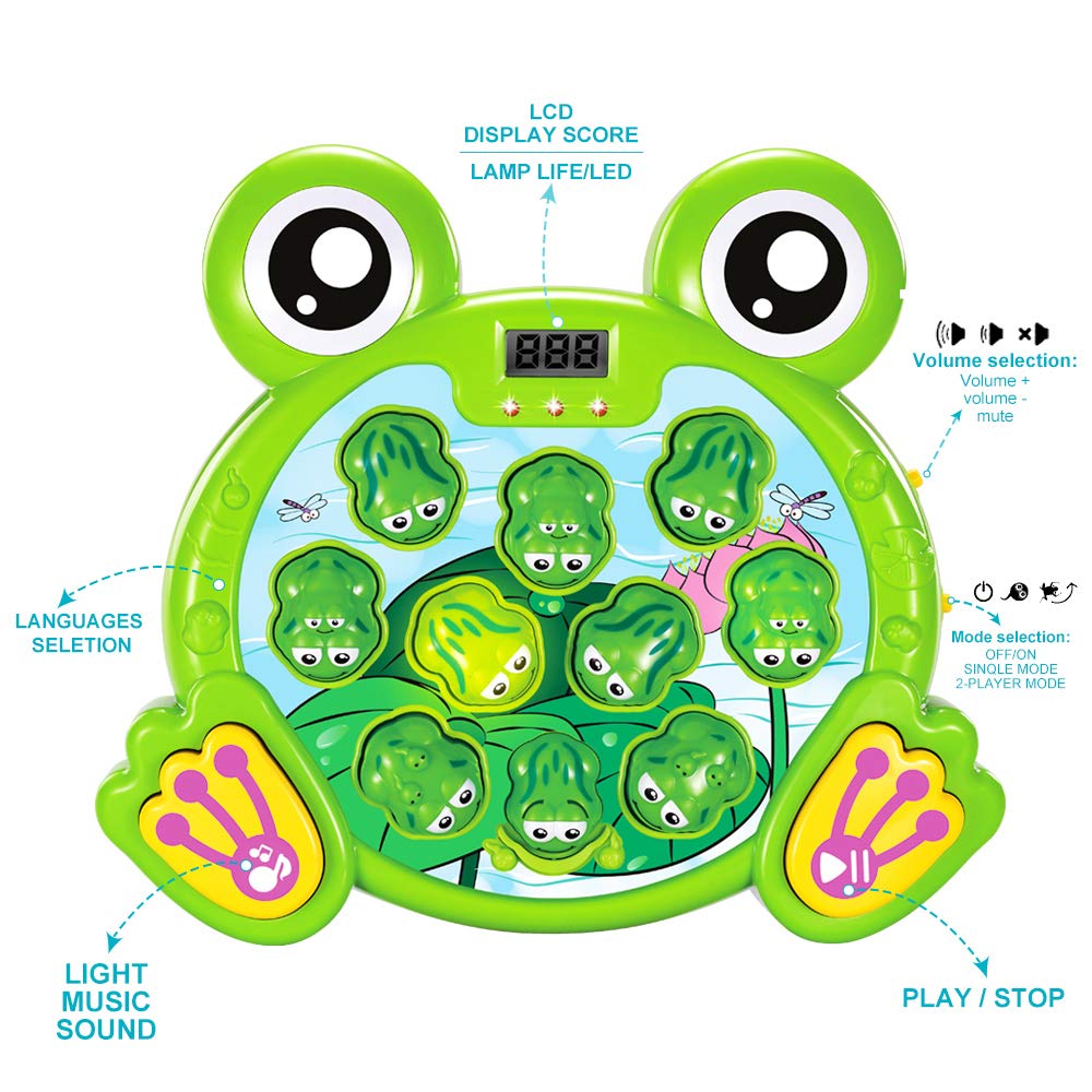 YEEBAY Whack A Frog Game with 2 Hammers, Toddler Early Developmental Learning Toy, Fun Birthday Gift for Kids Age 2+, Toys for 2 3 4 Year Old Boys Grils
