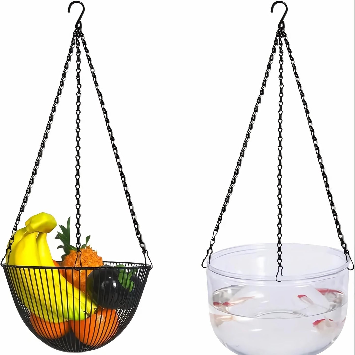 Tgpiao Hanging Basket Chain, 3 Sets Plant Hanger Metal Chains with Clips for Flower Pots, Planters, Bird Cage, Lanterns(Black) (Clips)