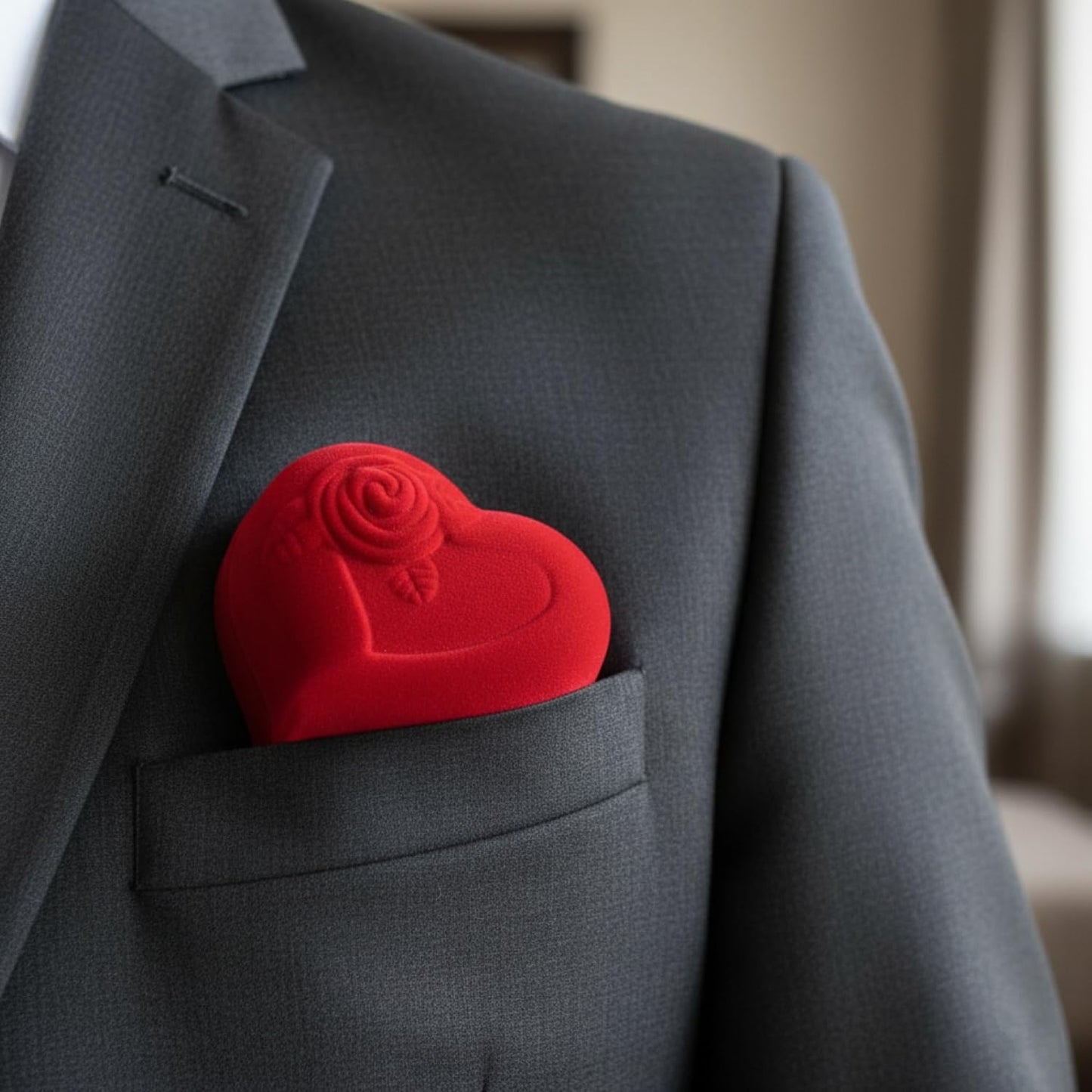 I-MART Heart Shaped Rose Case for Proposal, Engagement Ring Holder and Wedding Ring Display, Red Velvet Rose Jewelry Case, Heart Jewelry Organizer for Wedding Proposal Decorations