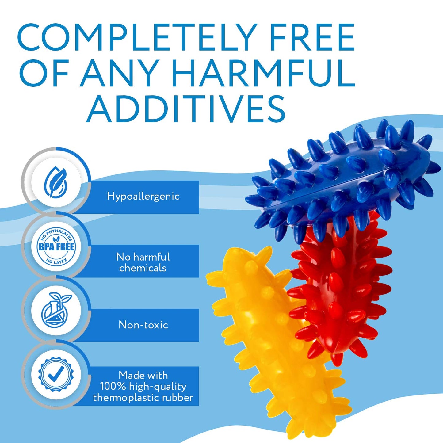 IMPRESA Spiky Sensory Roller - Multicolor 3-Pack, 3 in L x 1.4 in Dia Tactile Sensory Brush Roller for Kids - Stress Relief & Focus - Animal-Themed Monkey Spiky Fidget