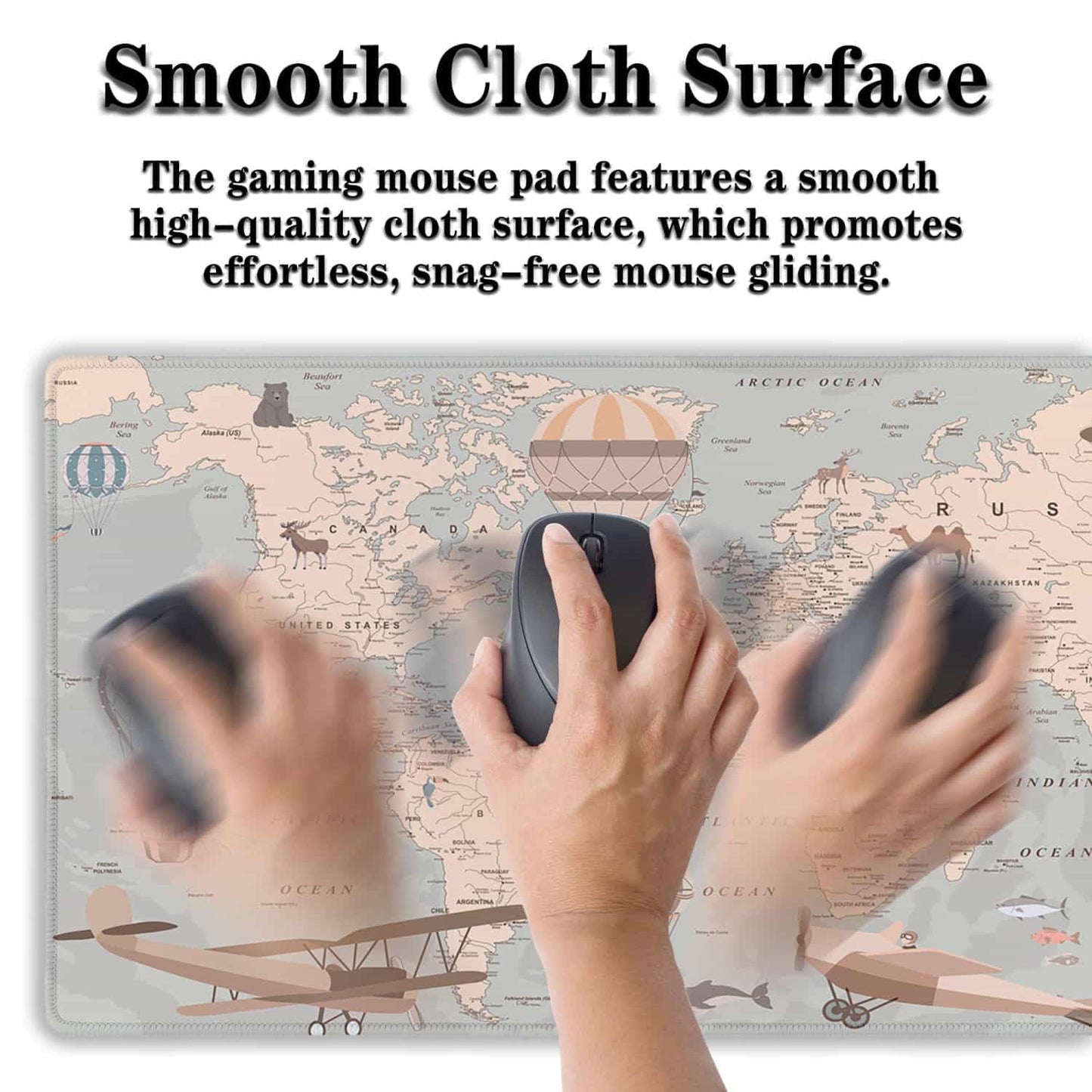 Samgula Gaming Mouse Pad Retro World Map, Large Desk Pads Computer Desk Mat, Non-Slip Rubber Base, 35.4 x 15.7 Inch for Work/Game/Office/Home