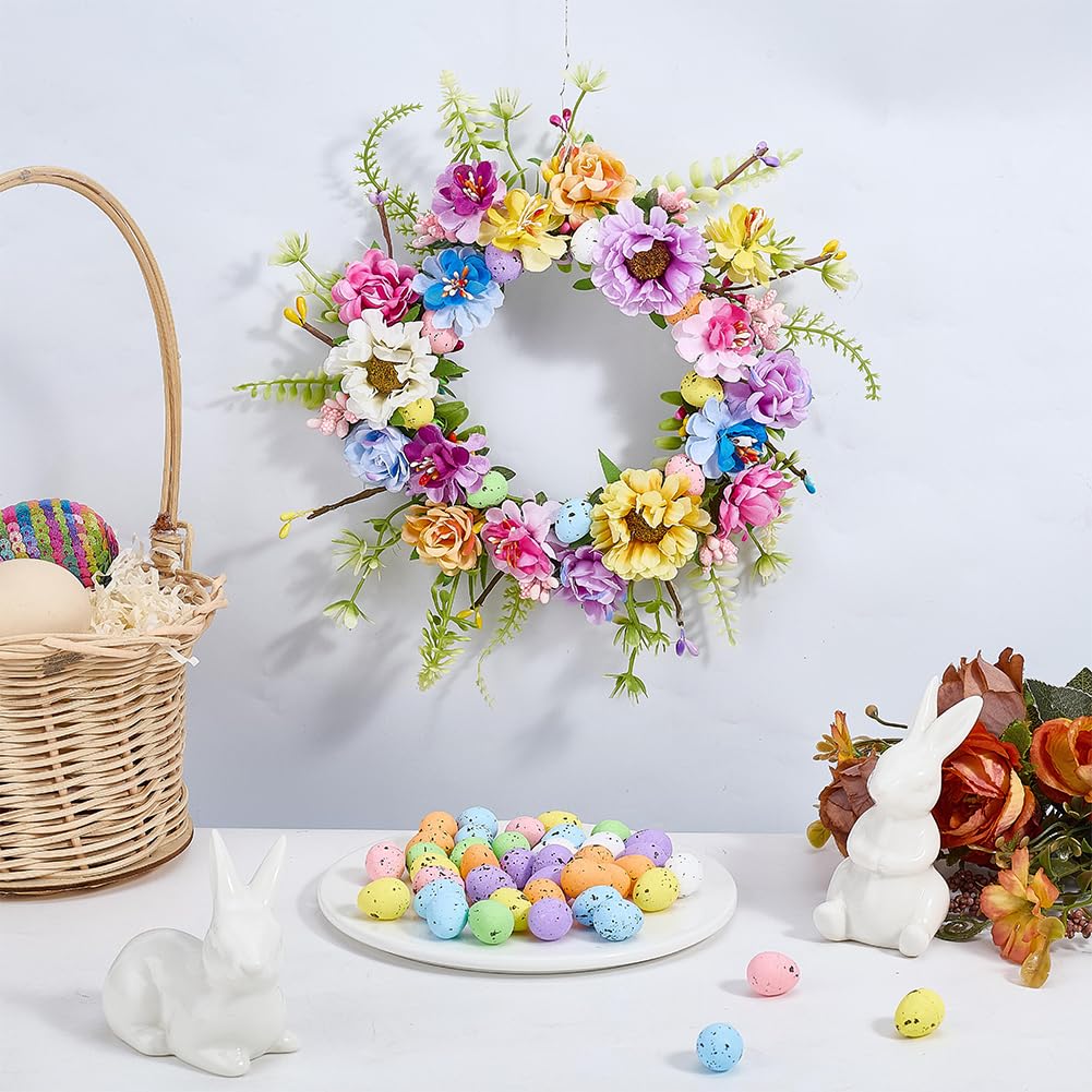 ACRNIGHEET 10 Sets Easter Wreath Kit with Eggs DIY Spring Flower Crown Kits for Indoor Outdoor Holiday Party Table Centerpiece Front Decoration