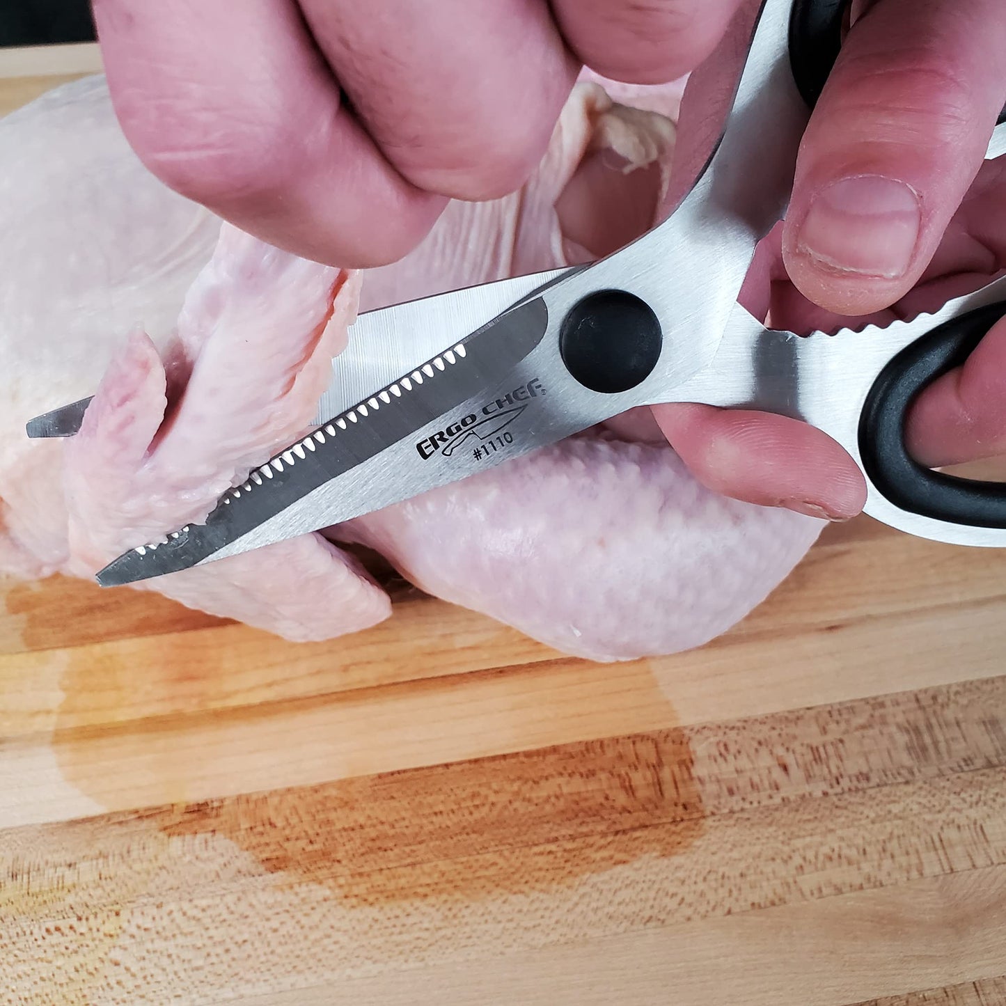 Ergo Chef All Purpose Kitchen Shears, Premium Heavy Duty Stainless-Steel Scissors, Ultra Sharp Multi-Function Poultry, Fish, Meat, Vegetables, Herbs, Plastic Packaging Come Apart Easy Cleaning
