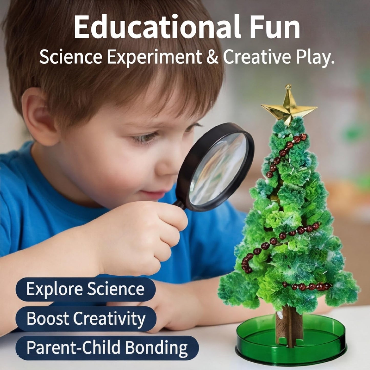 Magic Christmas Paper Tree 2 in 1 Mini Christmas Tree Magic Growth Kit Colorful DIY Crystal Growing Set Educational Science Kit Unique Crystal Christmas Tree