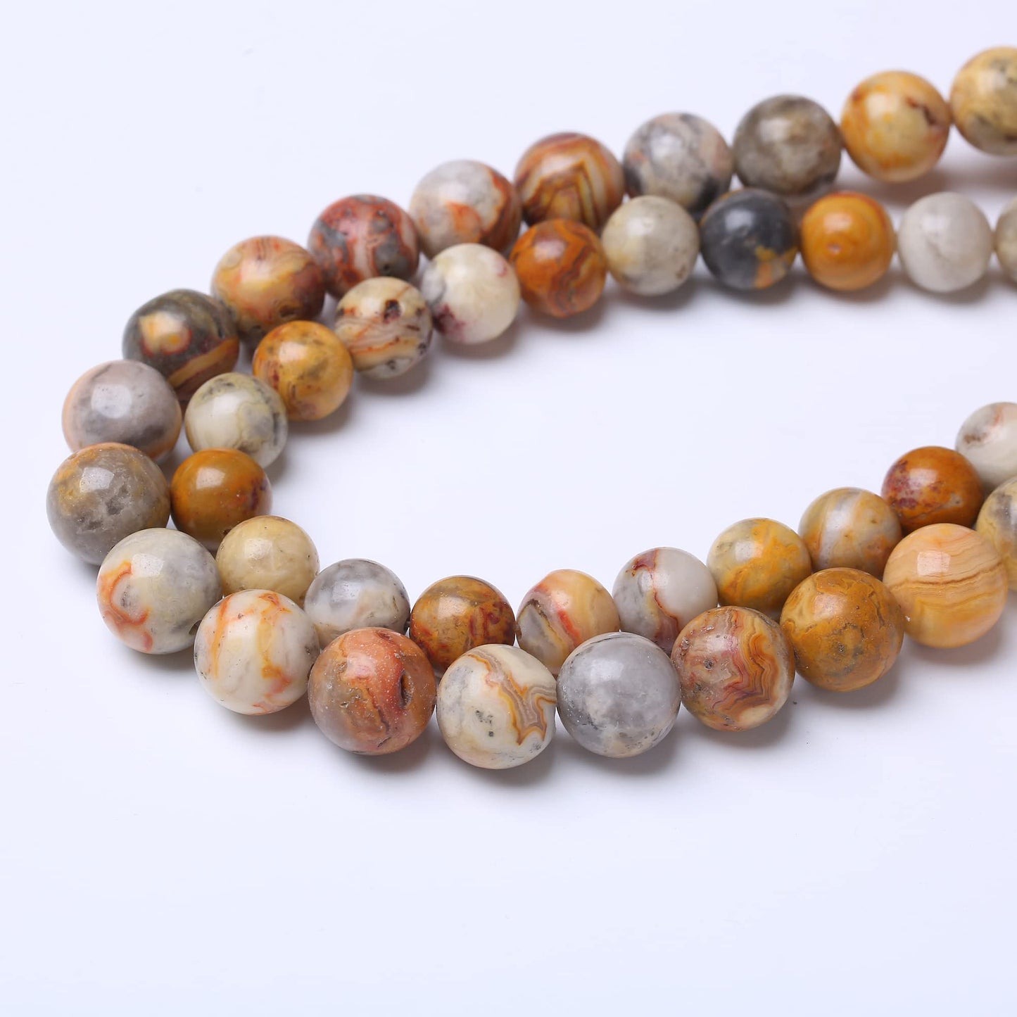 10MM Crazy Lace Agate Round Loose Beads Natural Gem Beads Crystal Energy Stone Beads for Jewelry Making DIY Bracelet Necklace