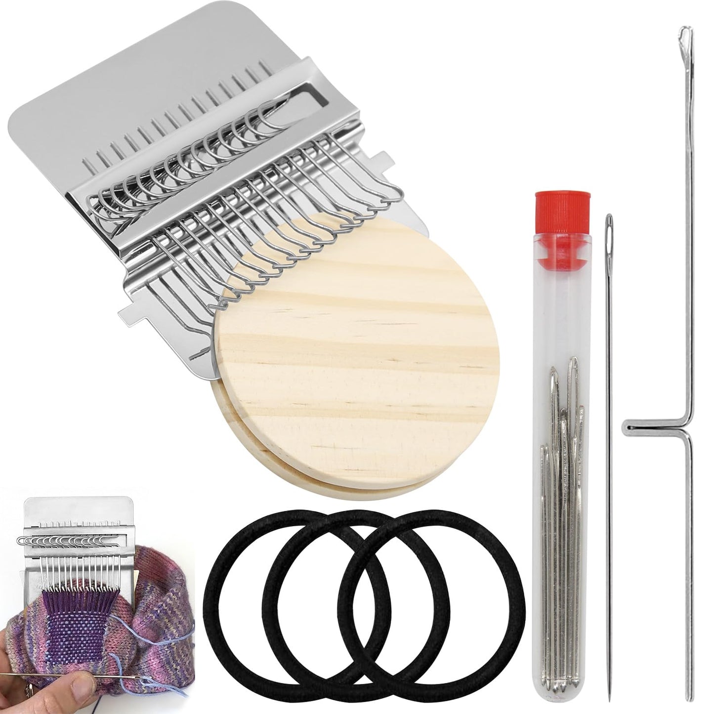 CYUXING Small Knitting Machine Set, Portable Mini Patch Maker Tool Kit Loom Hook Tool Supplies for Quickly Sewing Repair, Suitable for Clothing & Knitwear Can Be Used for DIY