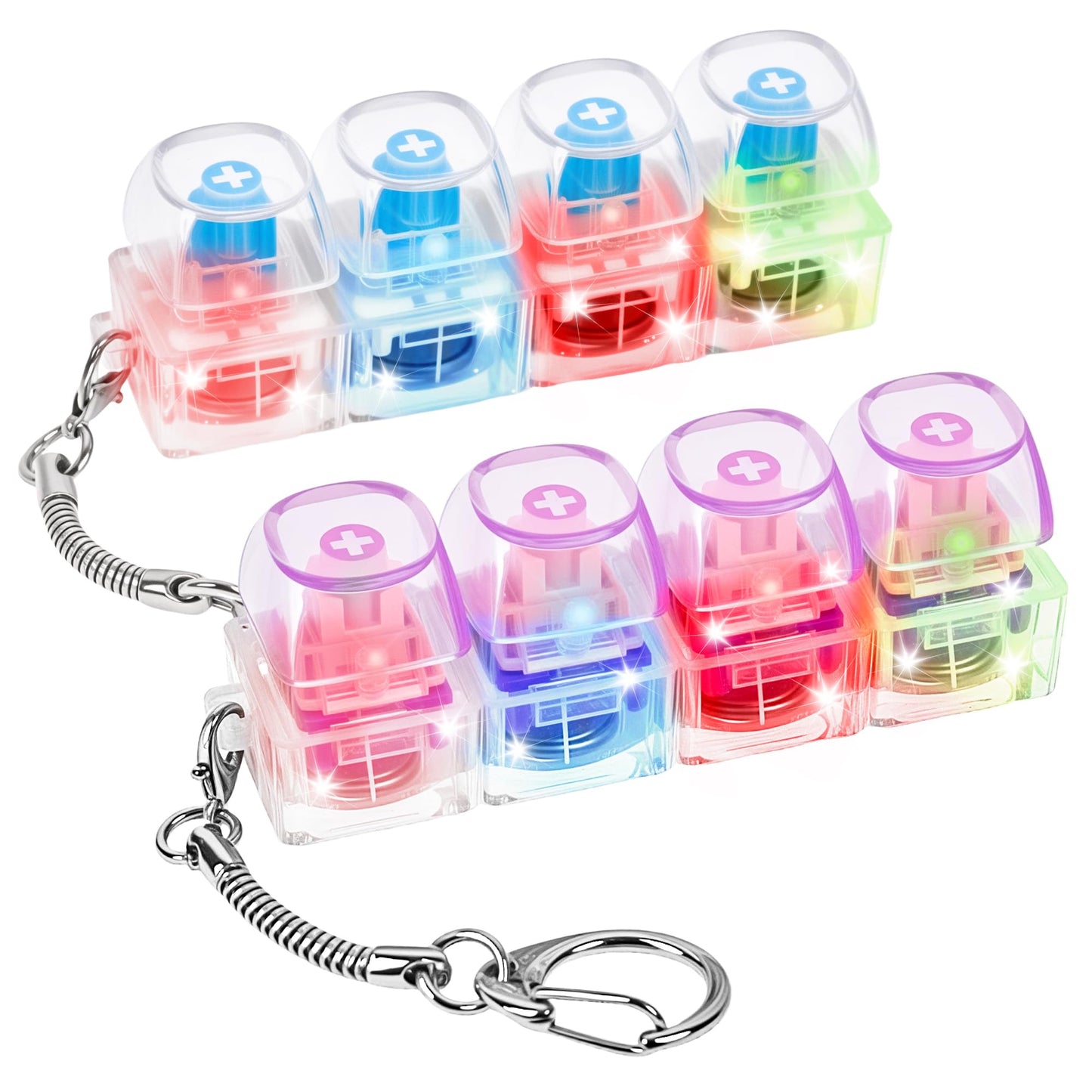 2Pcs Light Up Keyboard Fidget Toy for Adult, Creamy & Clicky Keyboard Fidget Clicker Keychain, Purple Stress Relief Fidget Keyboard for Anxiety Decompression(Purple)