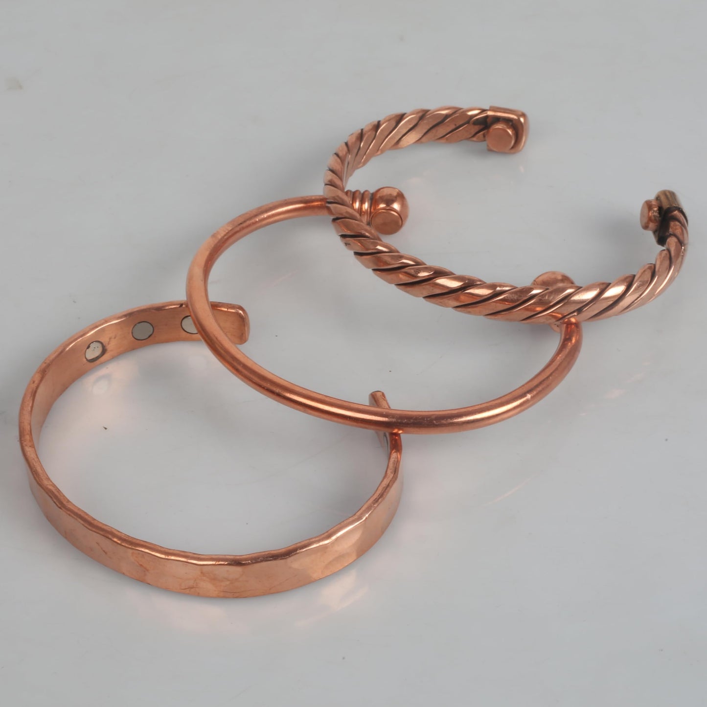 Touchstone copper bracelets | gift for men women |adjustable 100% pure solid real magnetic jewelry | handmade bracelet set combo | rope braided tibetan bangles. Set of 3 different designs