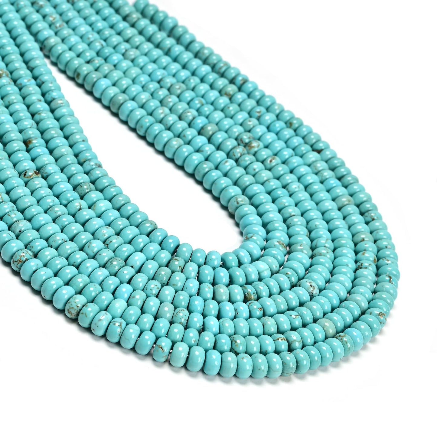 ICAI 4x6mm Natural Rondelle Beads – Loose Gemstone Spacers for DIY Jewelry Making (Blue Turquoise)