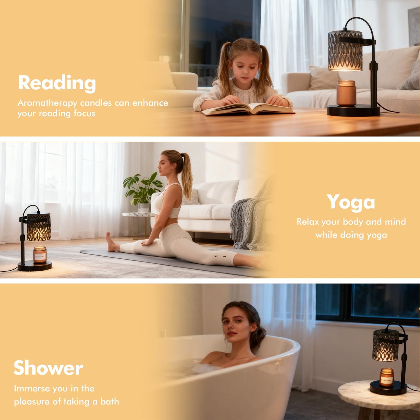 WYghyronic Candle Warmer Lamp with Adjustable Height & Timer - 4-Level Dimmable Wax Warmer for Jar Candles, Includes 2 Bulbs, Elegant Home Decor Gift