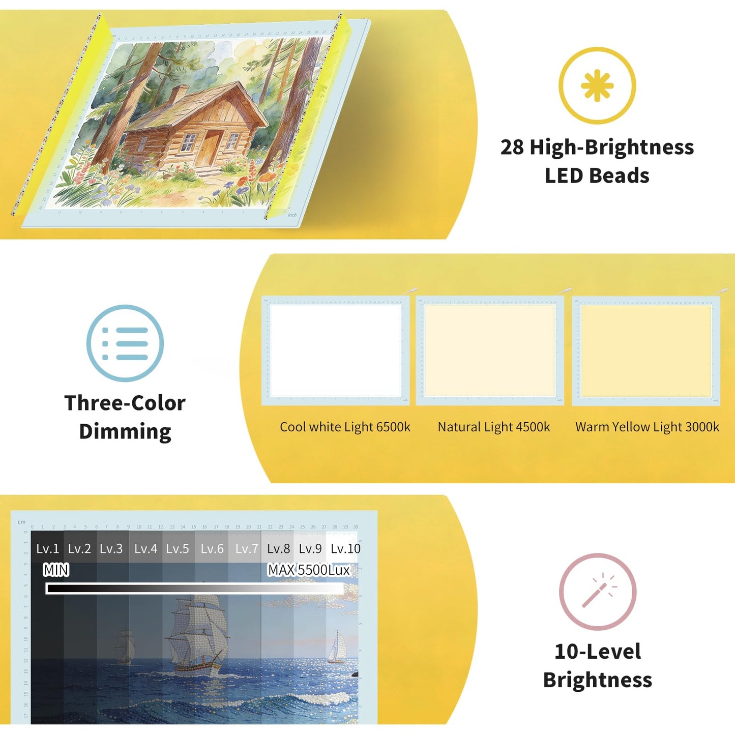 A4 LED Copy Board Light Tracing Box，Trace Light Pad for Tattoo Transferring, Drawing, Streaming, Sketching, Animation, Stenciling，USB LED Light Board for Diamond Painting