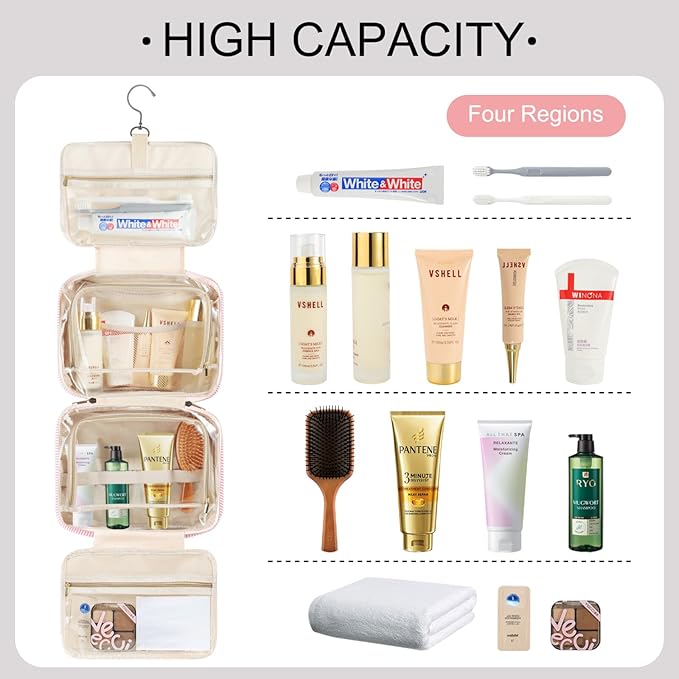 TOPEAST Initial Toiletry Bag Travel Makeup Bag for Women - Hanging Toiletry Bag, Personalized Birthday Gifts for Women, Vacation Airplane Essentials - Letter K, Pink