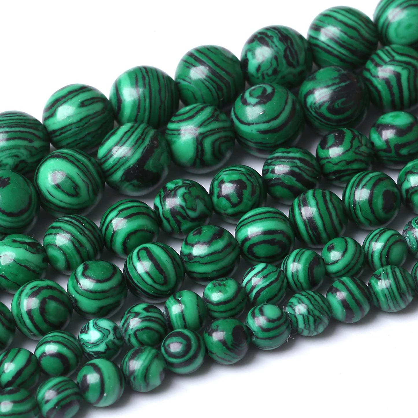 60PCS 6MM Green Malachite Round Loose Natural Gem Beads for Jewelry Making 15"