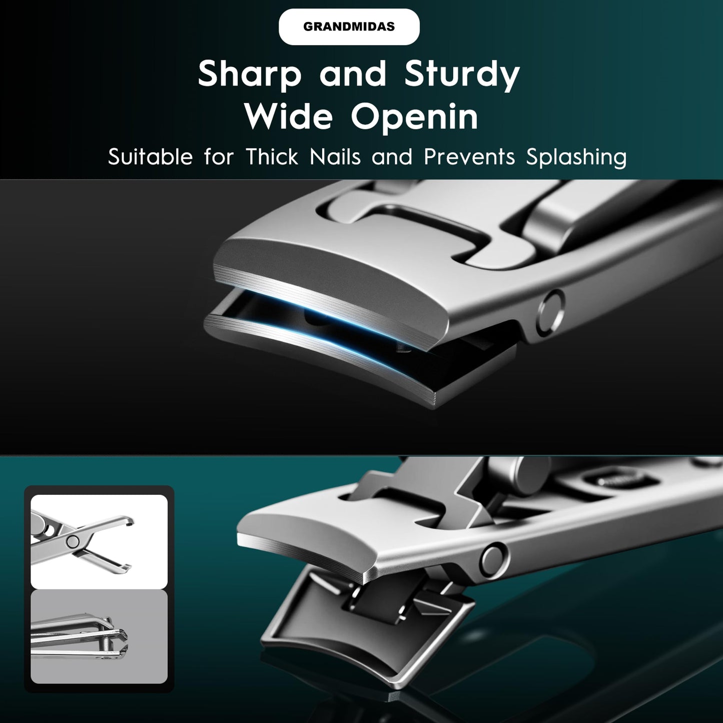 GRANDMIDAS Nail Clipper Set for Women, Professional Nail Cutter with Ergonomic Design, Durable Stainless Steel Nail Clippers for Precise Trimming - Gift for Men, Women and Seniors