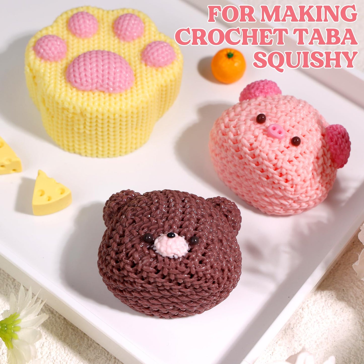 LET'S RESIN Gel for Taba Squishy Kit, 16oz Super Soft Flex Rubber for Squishy Maker, with Paw Molds/Flocking Powder/Bag, Molding Cat's Paw, DIY Decompression Gift