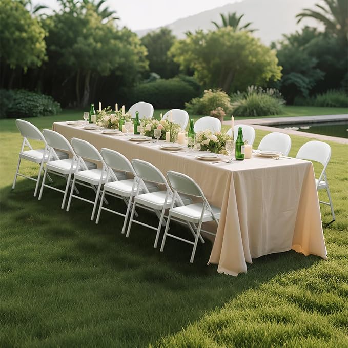 24 Pack White Folding Chairs with Padded Cushion for Outside, Portable Stackable Commercial Metal Foldable Chairs with Steel Frame for Home Events Office Wedding Party, 350lbs Capacity