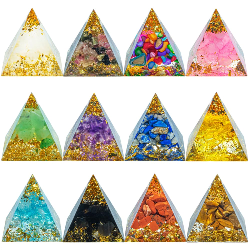 1.18inch Mini Natural Crystal Pyramid Statue Crafts Quartz Amethyst Chakra Crystal Pyramid Shape Meditation Tool Home Decoration Ornaments Gifts (Amethyst Cornucopia 1.18inch 12PCS)