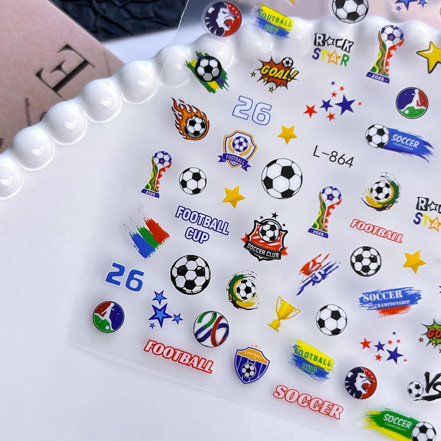 Soccer Game Nail Stickers 6 Sheets - Team Colors & Soccer Elements Design, Self-Adhesive Nail Art Decals for Women, DIY Manicure Supplies