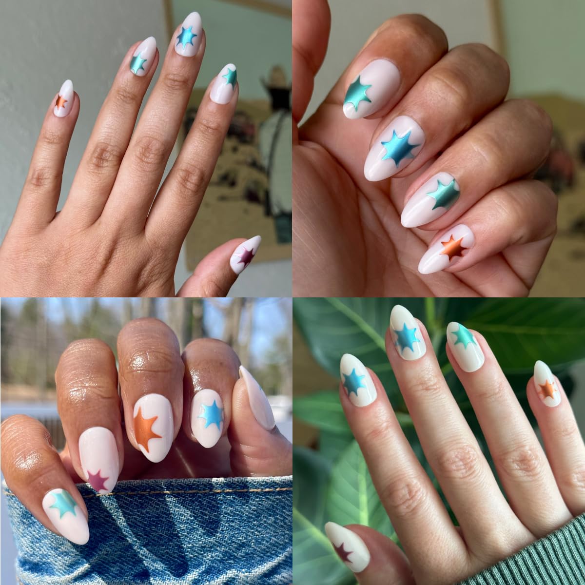 Olive & June Maximalist Instant Mani Press-On Nails (Glue) | 42 Fake Nails, 21 Sizes | Non-Toxic, Long-Lasting Big, Bold Gorgeous Realistic Look | Salon-Quality at Home | Medium, Almond | Chrome Burst