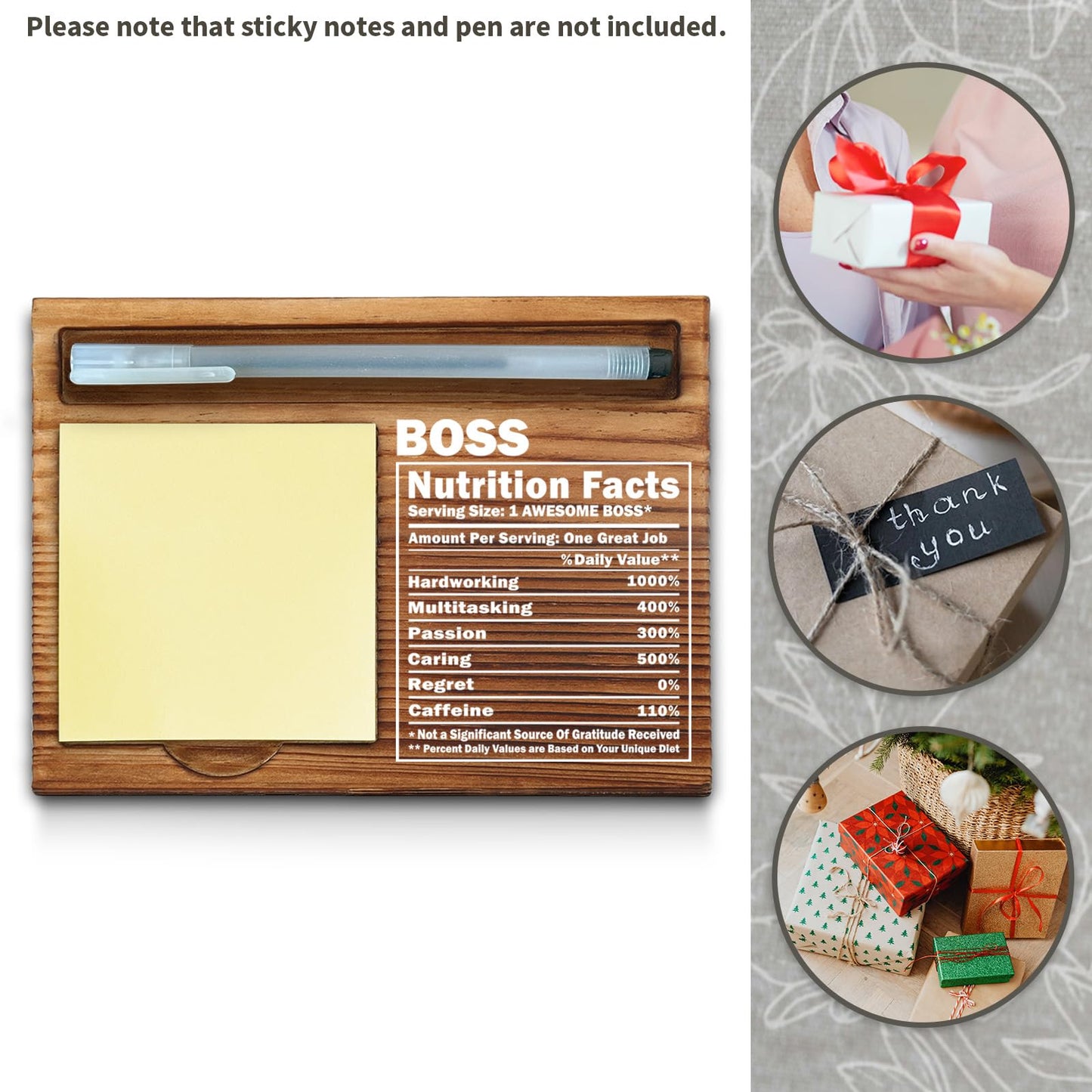 wainvniaw Boss Appreciation Gifts, Boss Sticky Note Holder, Boss Office Decor, Boss Desk Organization, Boss Desk Self-Stick Note Pad Holders WPP40