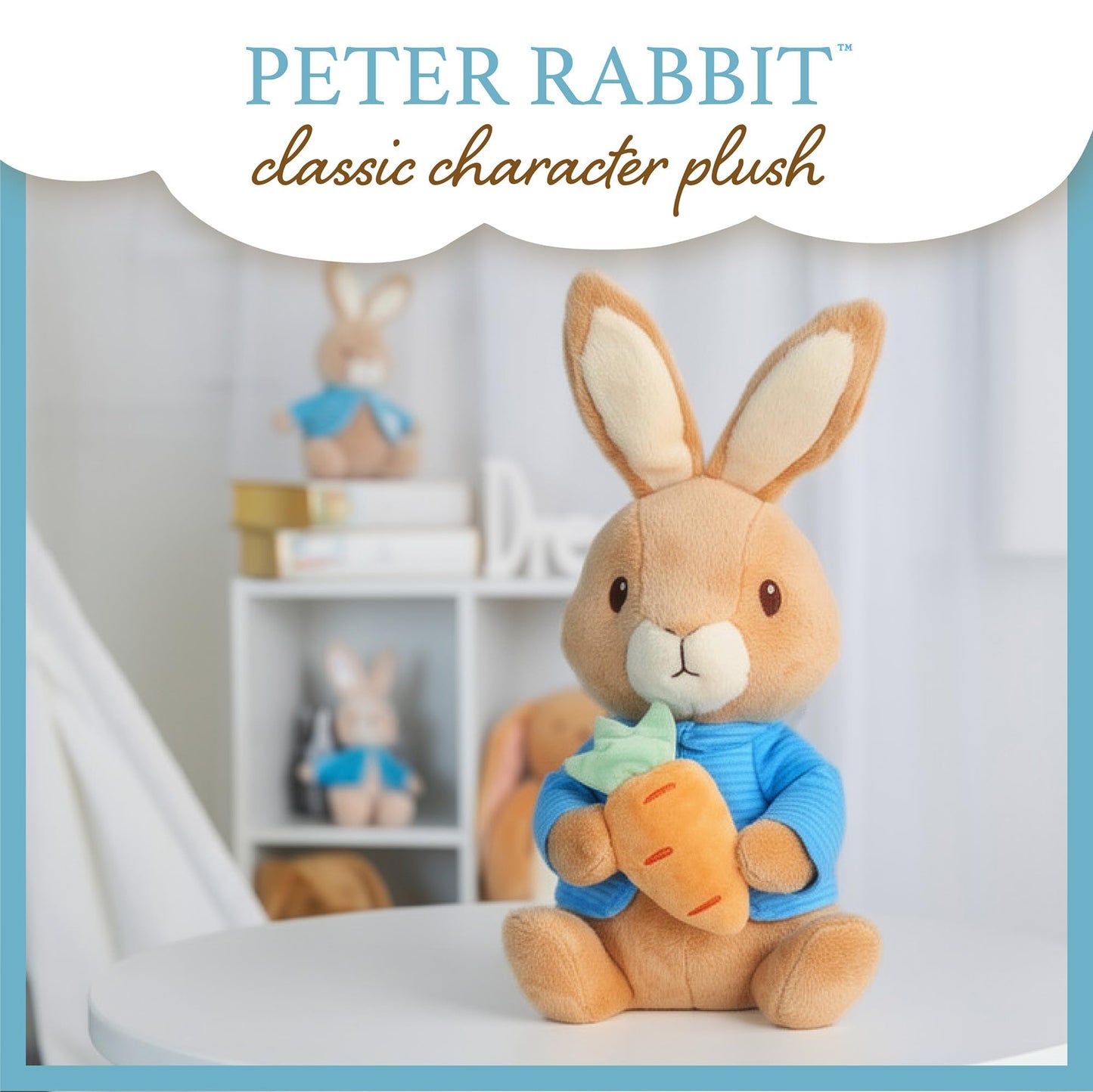 Beatrix Potter Peter Rabbit Plush with Carrot, 13 Inch Soft Stuffed Animal, Classic Peter Rabbit Toy for Babies, Toddlers, and Collectors