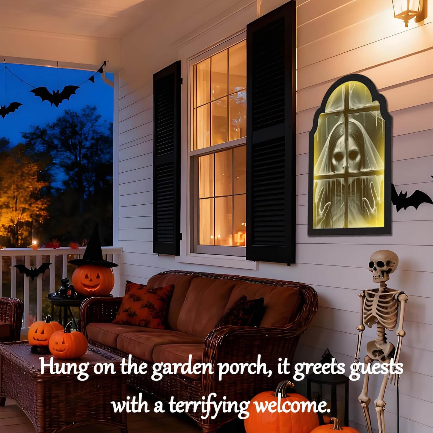 EZTZMCN 2025 Halloween Decorations Indoor - 15" x 9" Ghost Hologram Mirror with Devil's Bride, Spooky Wall Mirror - Decoration for Home Bedroom Party Room
