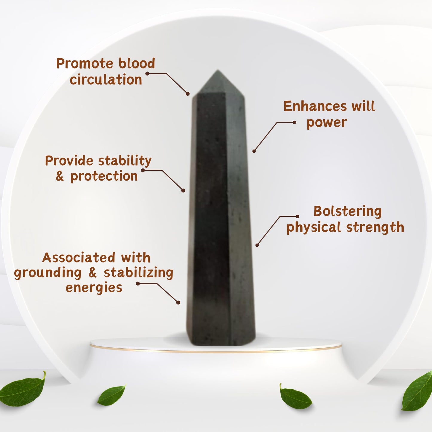 Jet Hematite Obelisk Tower (Approx. 3–3.5 Inch) – Natural Metallic Grey Crystal Polished Gemstone Decorative Piece for Home & Office