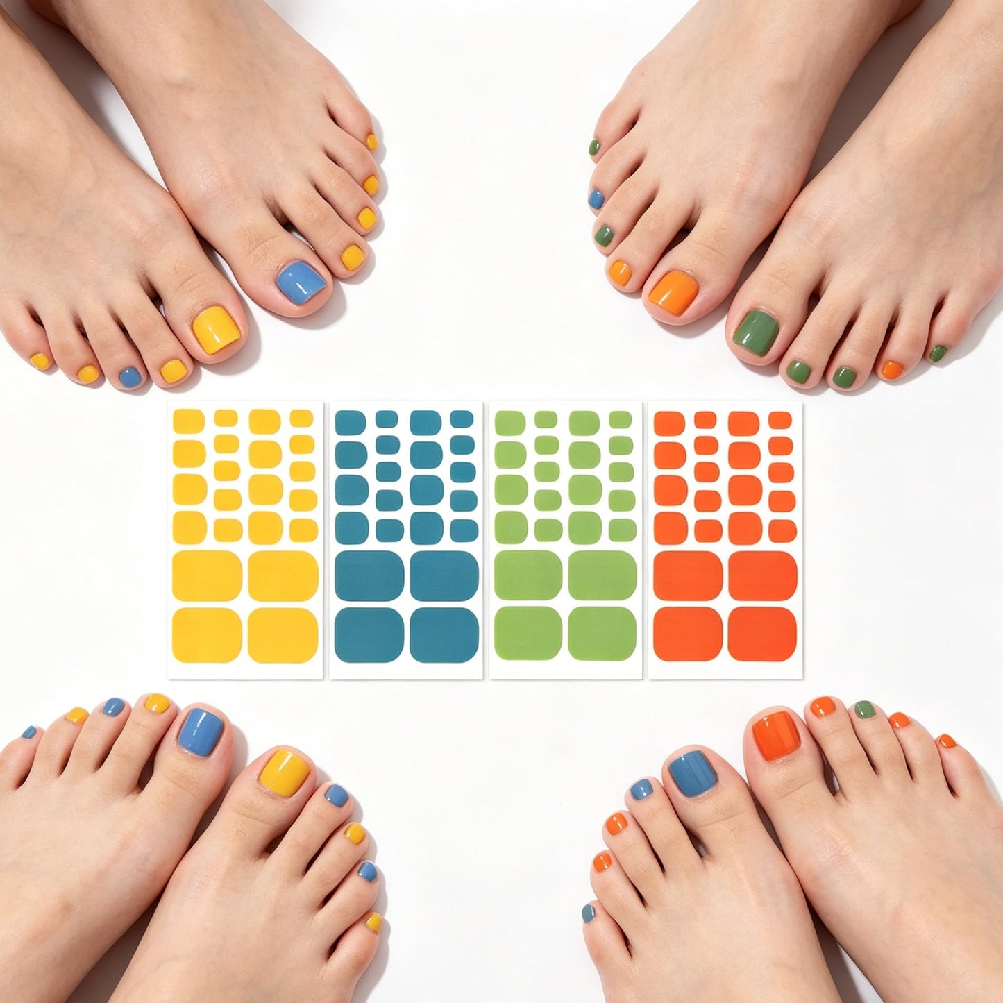 WOKOTO 20 Sheets Solid Color Toe Nail Strips, Self-Adhesive Full Wraps Gel Nail Polish Stickers for Women Girls, Nail Art Decals Manicure Kit with Nail File, DIY Home & Professional Use