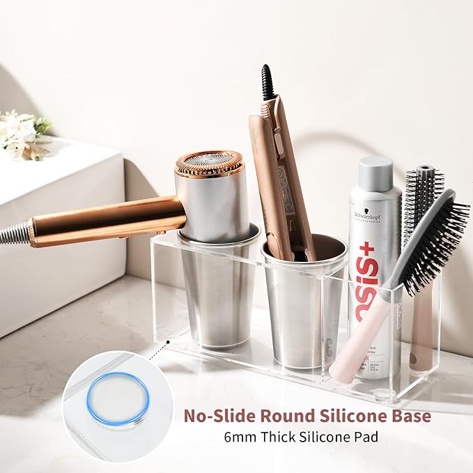 Hair Tool Organizer, Hair Dryer Organizer Wall Mount, Hair Tool Holder Acrylic, Hair Tool Organizer Countertop for Bathroom Hot Tools Holder for Flat Iron Curling, Hair Brush Accessories CHOCHOYAH