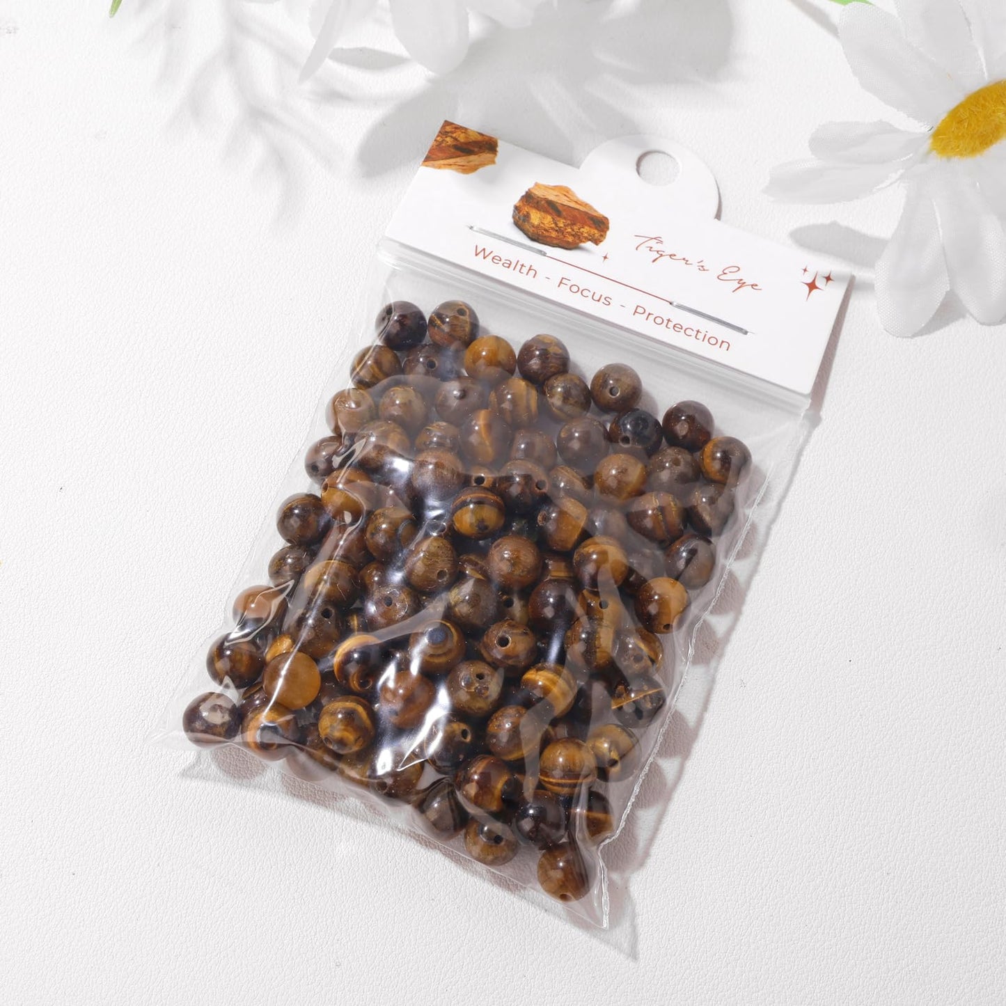 Raicegs 100pcs 8mm Tiger’s Eye Beads Natural Gemstone Beads Round Loose Beads for Jewelry Making DIY Bracelets Necklace