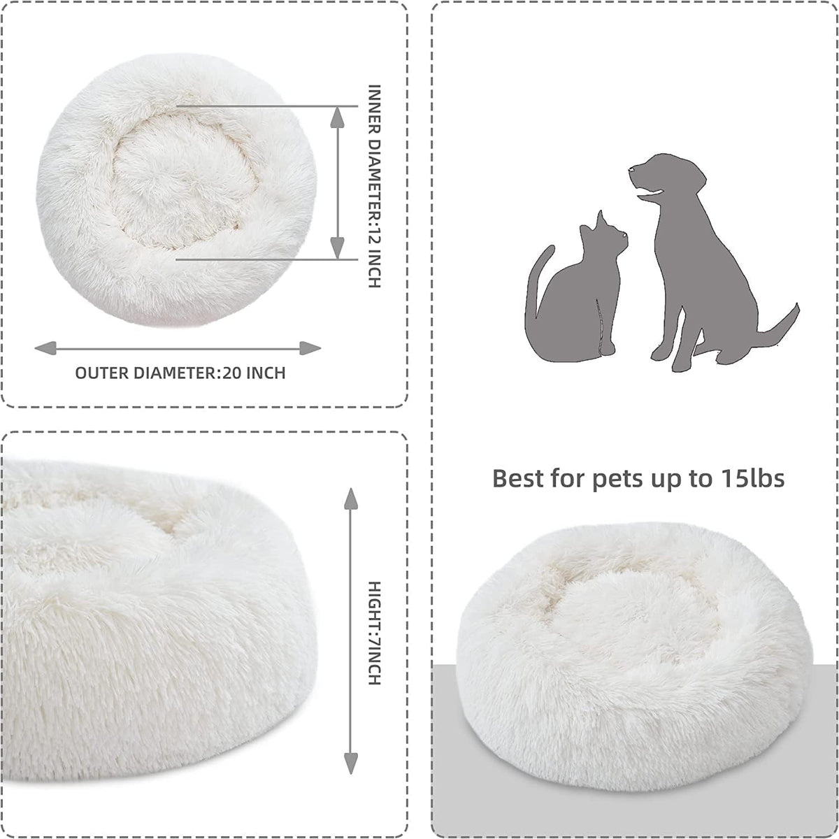 Purrfect Cat Beds - Washable 20 inches, Anti-Anxiety Round Plush Faux Fur, Thick Bottom (Purple, Medium) - Suitable for Indoor Cats & Small/Medium Dogs