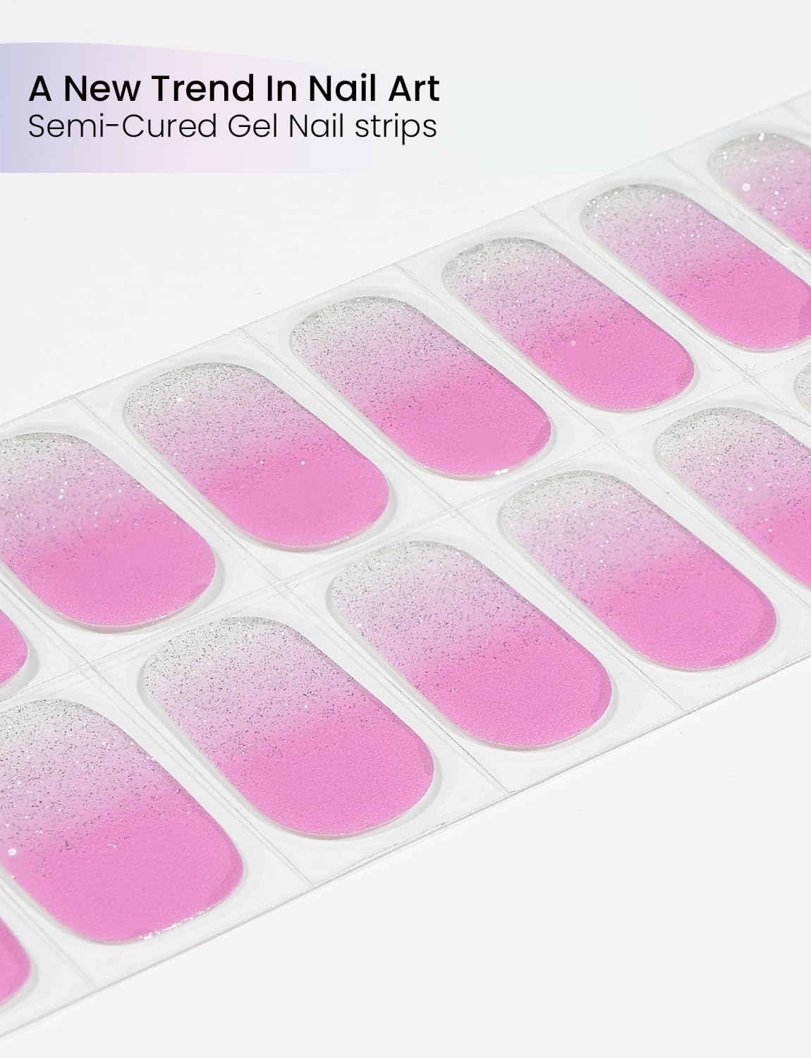 Oauee Semi Cured Gel Nail Strips | Built-In Gel Top Coat | UV Light Required | Salon Quality, Easy Application And Removal (Lilac Gleam)
