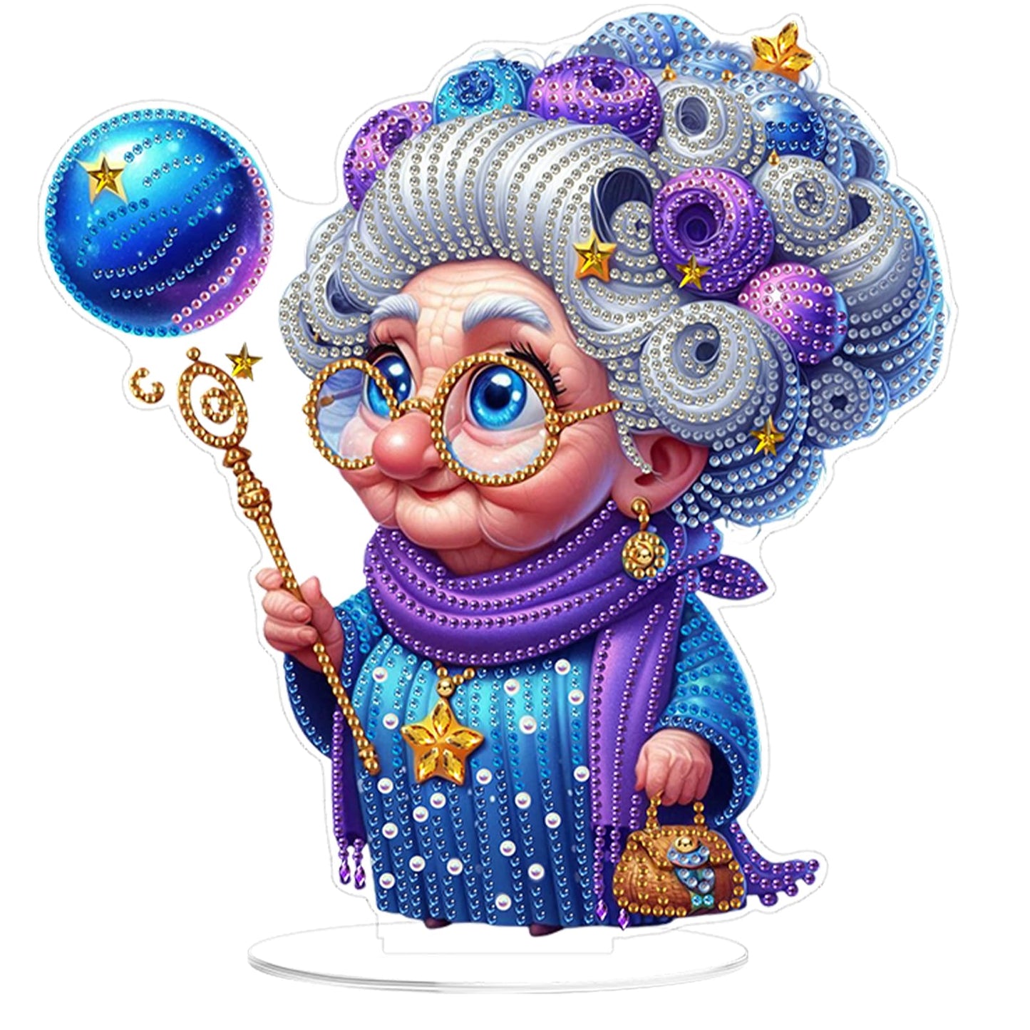 C'eitura DIY Diamond Painting Desktop Ornament - Double Sided Crystal Art Rhinestone Tabletop Decor, Magic Grandma Series Crafts Kit for Adults & Beginners, Home Office Table Decoration Gift, Acrylic
