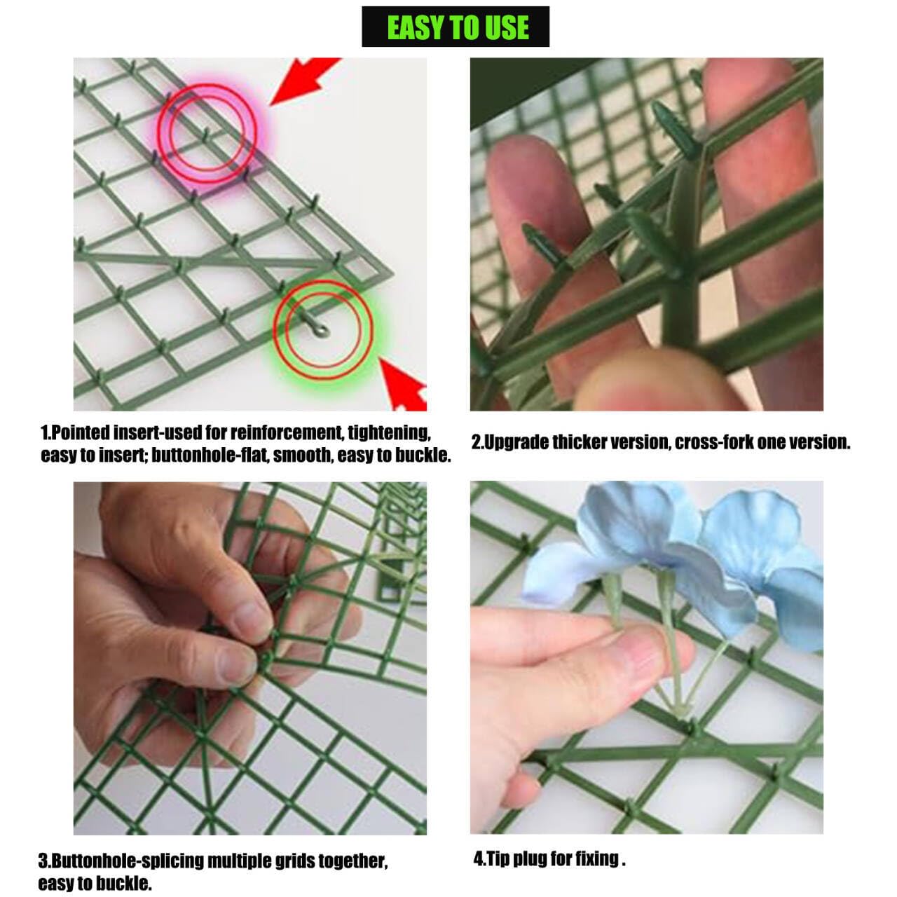 Artificial Flower Grid Panels,DIY Flowers Wall Frames,Flowers Wall Arches Backdrop,Plastic Fences Frames for Wedding Party Flower Grids,Artificial Flowers Plant Base,12Pieces,10x10 Inches
