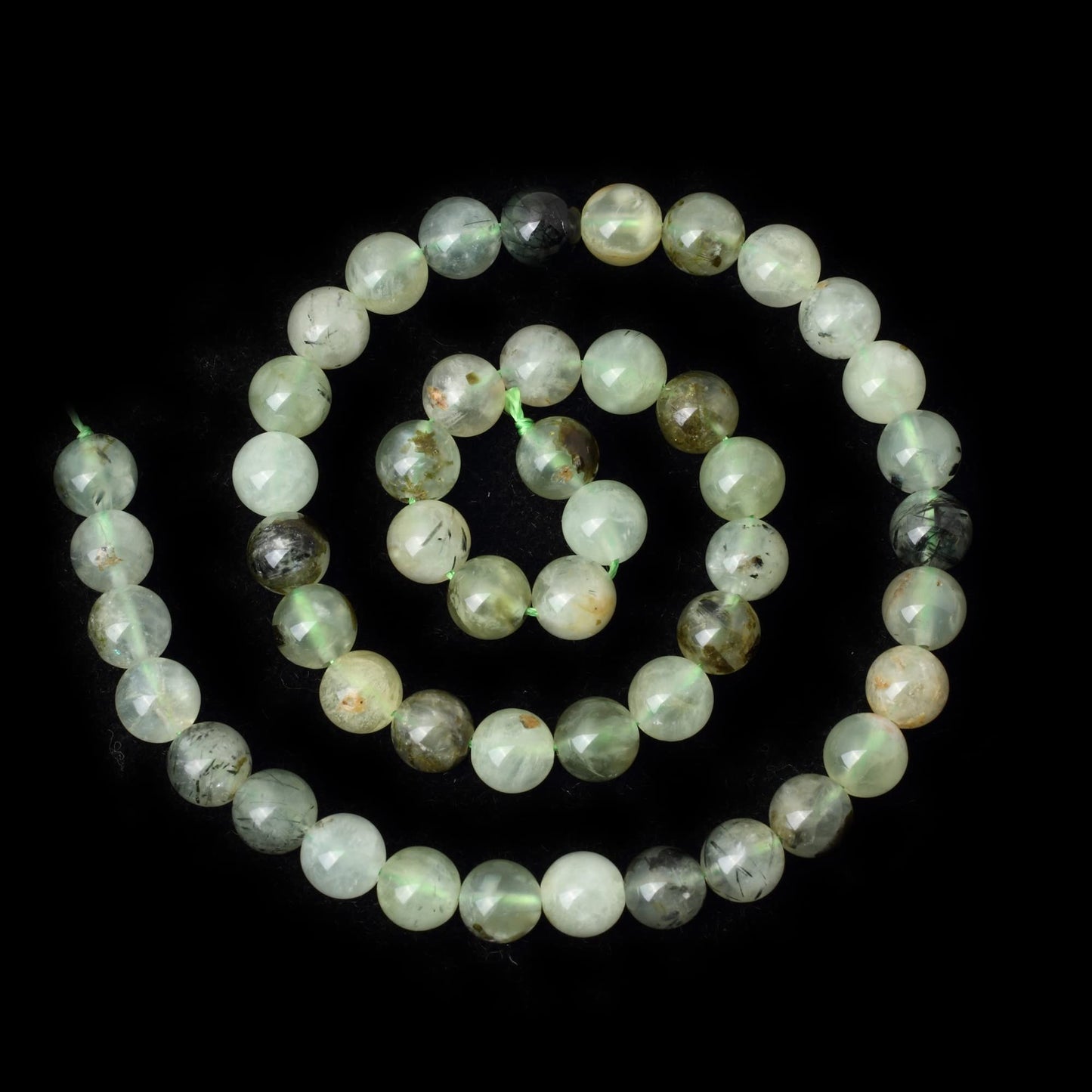 CHEAVIAN 45PCS 8mm Natural Prehnite Gemstone Smooth Surface Round Loose Beads for Jewelry Making 1 String 15 Inches