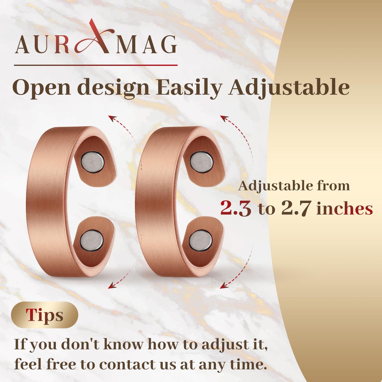 Auramag Copper Rings for Women, Lymph Detox Magnetic Thumb Rings,99.9% Solid Pure Copper Jewelry Gift with Ring Box Products(Set of 2)