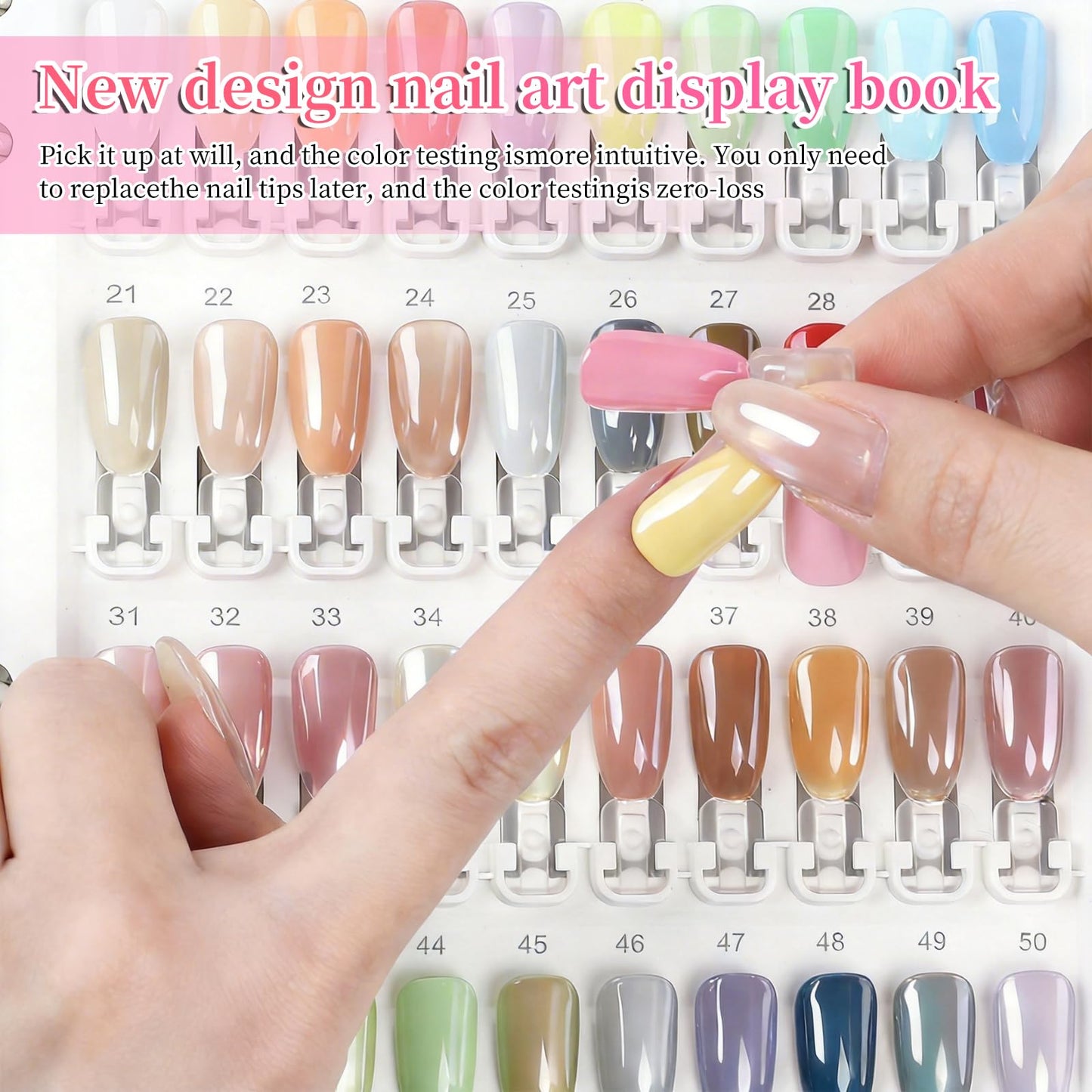 ASTONFOG Nail Color Swatch Book Professional Nail Display Book for Gel Polish Nail Art Design Nail Swatches Chart Book with 150 Clear Replacement Nail Tips Salon Home Use